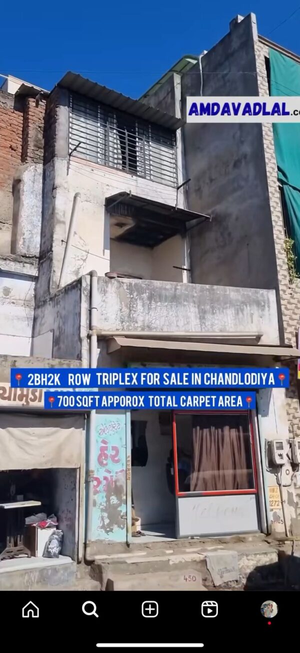 2bh2k row triplex for sale in ahmedabad, chandlodiya Dhayakaka  nagar